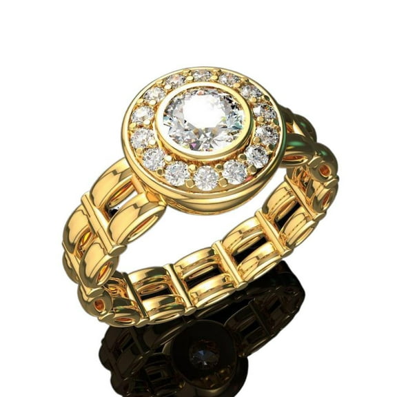 PULABO Mens Titanium Ring Wedding Band Cubic Zirconia Men And Women 14K Gold Plated Ring With Gift Box