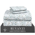 thumbnail image 5 of RUVANTI 100% Cotton Percale Sheets King Size 6 Piece Set, Cooling Bed Sheets for Hot Sleepers, Deep Pocket 16”, Breathable Lightweight & Durable, Crisp Hotel Style Sheets, Fleur & Field, 5 of 8