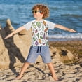 thumbnail image 3 of FORMRS Boys Rash Guard Short Sleeves Swim Shirt Quick Dry UPF 50+ Sun Protection, Sizes 3-12T, Purple Vegetables Pattern, 3 of 6