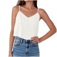 thumbnail image 3 of Blusas para mujer,Blusa informal sin mangas con cuello en V para mujer, tirantes ajustables, poliéster liso, uso diario, sopatenor, 3 of 9