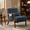 Blue, variant on YIORTWO Mid-Century Modern Accent Chair, Upholstered Arm Chair with Rubber Wood Frame and Lumbar Pillow, Orange