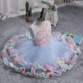 thumbnail image 5 of Fesfesfes Toddler Kids Puff Tulle Dress Baby Girls Floral Formal Princess Party Tulle Tiered Full Dress On Sale, 5 of 9