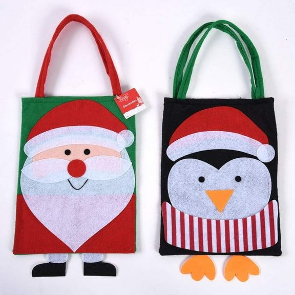 FLOMO 15.5" x 10" Christmas Holiday Kids Children's Santa Penguin Large Tote Bags