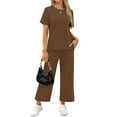 thumbnail image 3 of Fantaslook 2 Piece Sets for Women Casual Summer Travel Vacation Outfits Short Sleeve Tops Wide Leg Pants Lounge Sets, 3 of 10