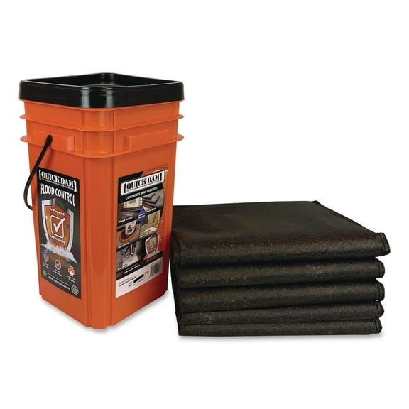 Quick Dam Outdoor Grab and Go Bucket Kit, (1) Bucket, (5) Jumbo Flood Bags