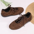 thumbnail image 4 of longantii Women's Suede Lace-Up Sneakers, Low-Top Casual Athletic Walking Shoes, Comfortable Fashion Flats for Daily Wear Brown, 4 of 6