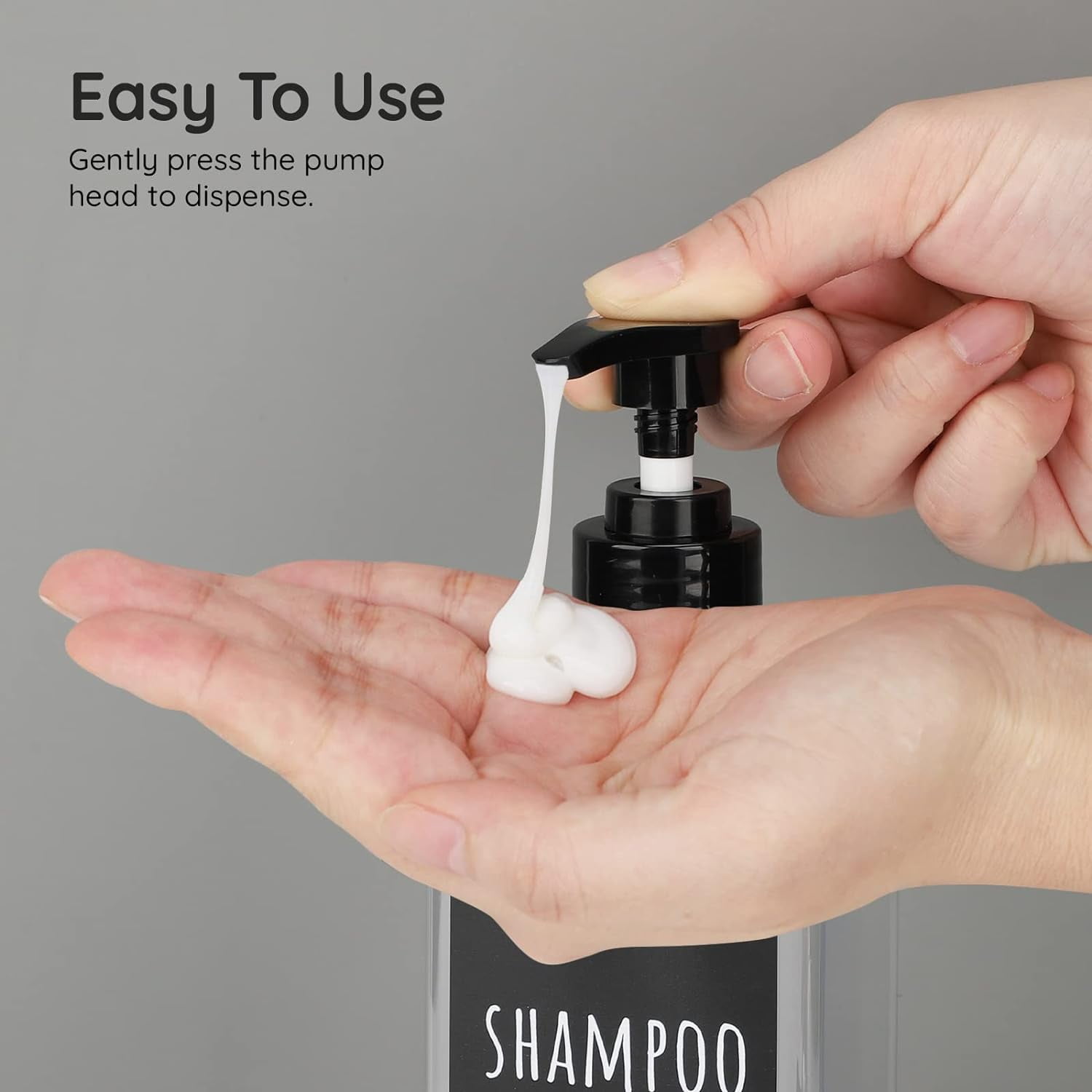 Segbeauty Shampoo Bottles, 3pcs 16.9oz Empty Refillable Pump Dispenser with Labels, 500ml Plastic Reusable Press Lotion Containers for Bathroom Hotel Liquid Soap Body Wash Hand Soap Conditioner Clear