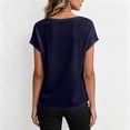 thumbnail image 4 of Fashion Cowl Neck Tops for Women Dressy Casual Short Sleeve Shirts Summer Clothes Outfits Navy M, 4 of 5