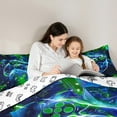 thumbnail image 5 of jejeloiu Game Console Queen Comforter Set,Gamer Gaming Bedding Sets,Green Blue Geometric Bedding Comforter Set For Boys,Breathable Bedroom Decorative Reversible,3-Piece, 5 of 8