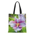 thumbnail image 1 of NUDECOR Canvas Tote Bag Blue Home Flower Pink Reusable Handbag Shoulder Grocery Shopping Bags, 1 of 1