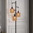 thumbnail image 2 of Jerry Boho 3-Light Tree Floor Lamp With Rattan Drum Shades Dimmable/Black, 2 of 5