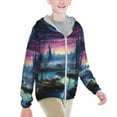 thumbnail image 2 of Pofeuu Fantasy Landscape Starry Night Print Kids Active Zipper Sun Protection Jacket Boys Girls Hooded Cooling Shirt Pockets Fishing Running Outdoor-XX-Large, 2 of 7