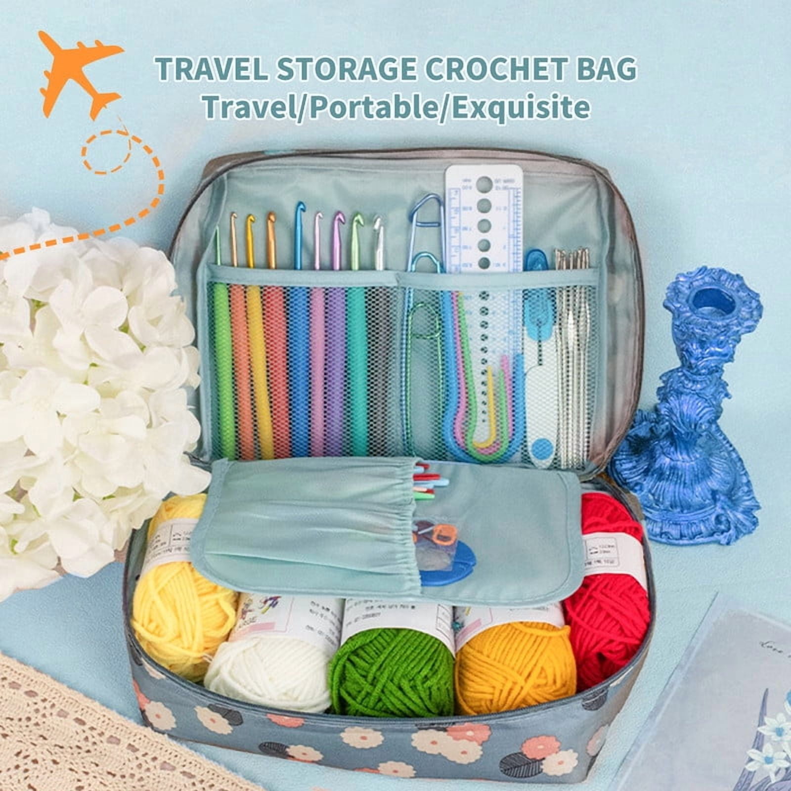 Crochet Yarn Kit Ergonomic Handle Assorted Colors Smoothing Crochet Hook Set for Beginner DIY