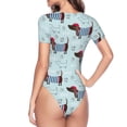 thumbnail image 4 of Daiia Dachshund Dog Puppy print Women's Crew Neck Short Sleeve Bodysuit Fashion Tops Fit Casual Basic Extender Bodysuit-Medium, 4 of 9