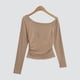 thumbnail image 5 of LUVCLS Camiseta básica nueva 2024 para mujer, hombros inclinados, base de terciopelo fino elástico Shi щ▲, 5 of 6