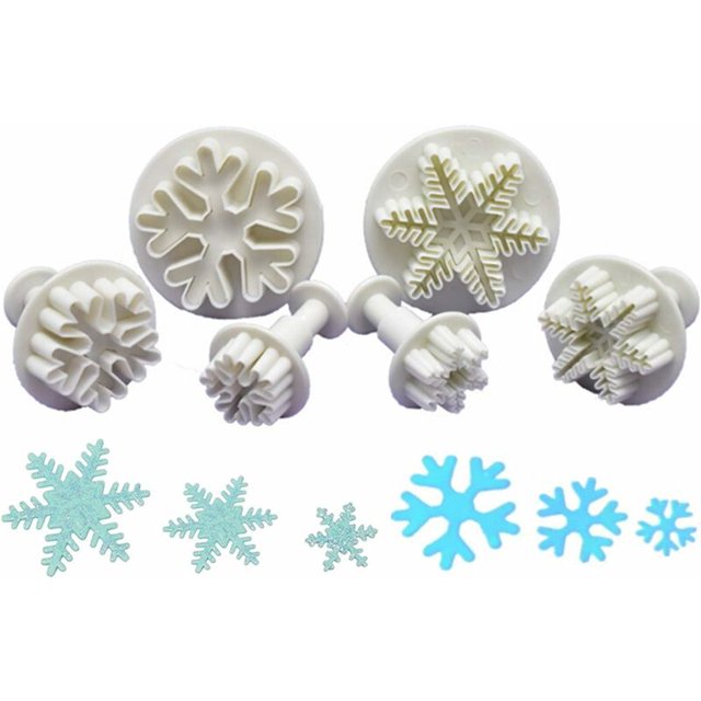 Herramientas para modelar pasteles de copo de nieve Cortadores de galletas de plástico Cortadores de galletas de copo de nieve blancos Copos de nieve Decoración de pasteles de Navidad Sellos de pasta