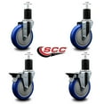thumbnail image 2 of 5 Inch Blue Poly Wheel Swivel 1-3/4 Inch Expanding Stem Caster Set 2 Brakes SCC, 2 of 2