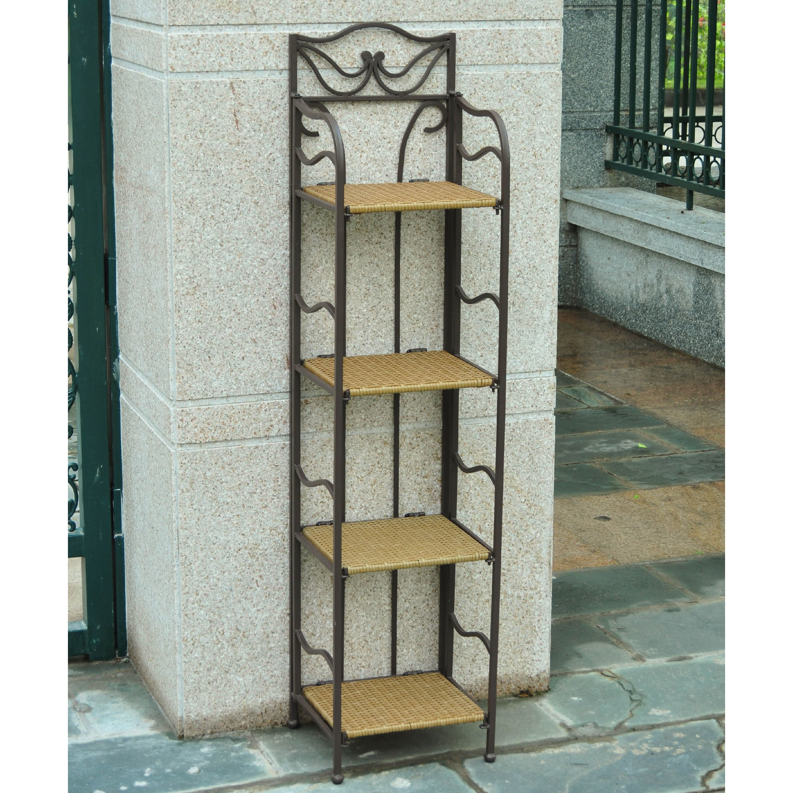 International Caravan Valencia 4-Tier Resin Wicker Plant Shelf by International Caravan