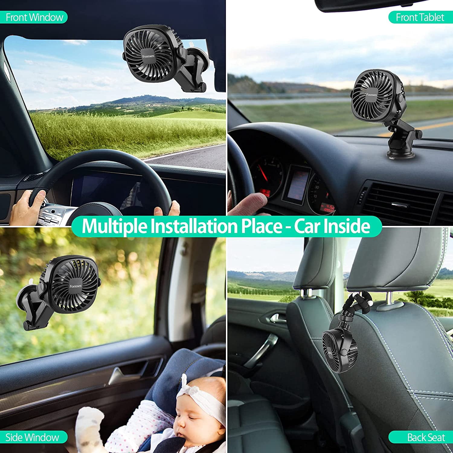 Cxy Rechargeable USB Stroller Fan, Portable Car Fan, Car Seat Fan, Desk Fan, Flexible Tripod Clip on Bed, Bike, and Crib, Battery Powered