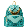 Gold metal applique touches and blue sequins bring Princess Jasmine’s dress to life. The front pocket provides extra room, and a golden lamp zipper charm keeps the magic under wraps—ready for when you