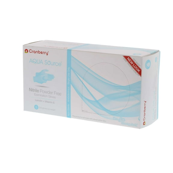 Cranberry 3446 Aqua Source Nitrile Examination Gloves Powder Free Small 200/Bx