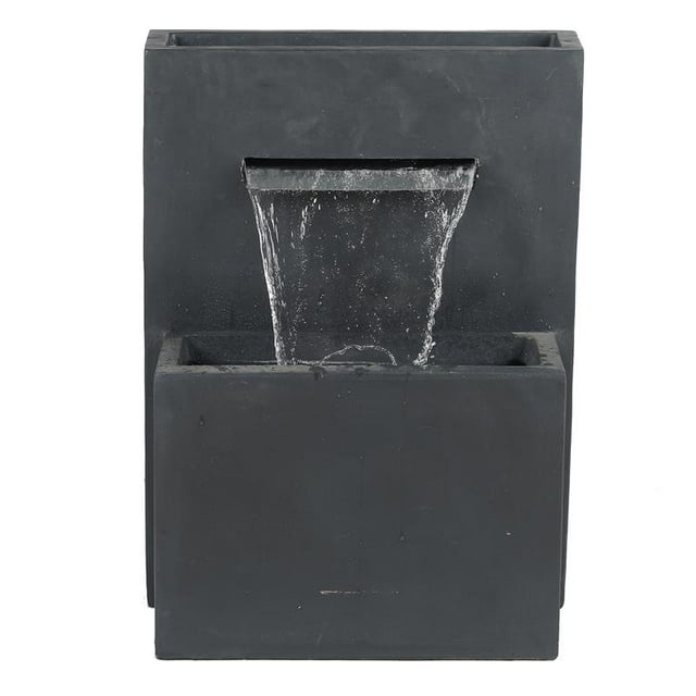 LuxenHome Fontaine Extérieure Rectangulaire Moderne en Résine Grise