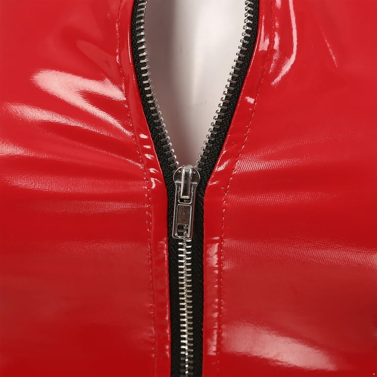 YONGHS Womens Patent Leather Tank Top Sleeveless Zipper Vest YONGHS Womens Patent Leather Tank Top Sleeveless Zipper Vest