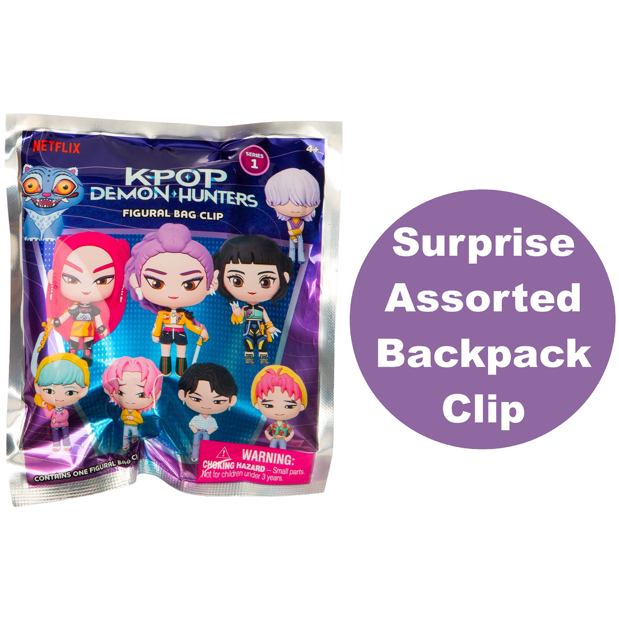 Netflix: Backpack Clip Blind Bag - KPOP Demon Hunters - 3" Mystery Collectible Figure, 3D Sculpt Characters, Metal Clip & Chain, Surprise Licensed Toy