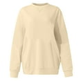 thumbnail image 5 of Deals LYXSSBYX Womens Fall Fashion 2023 Women's Fashion Solid Loose Round-Neck Long Sleeve Pocket Blouse Sweater Tops, 5 of 6
