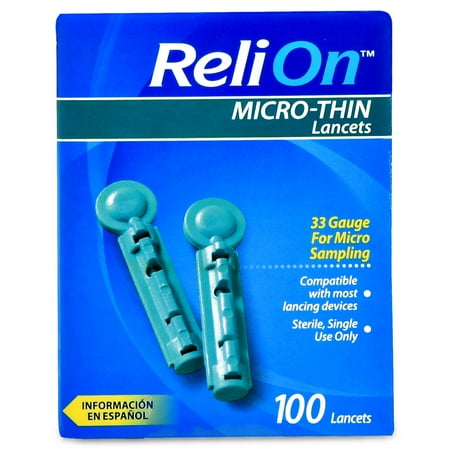 ReliOn 33 Gauge Micro-Thin Lancets, 100 Ct