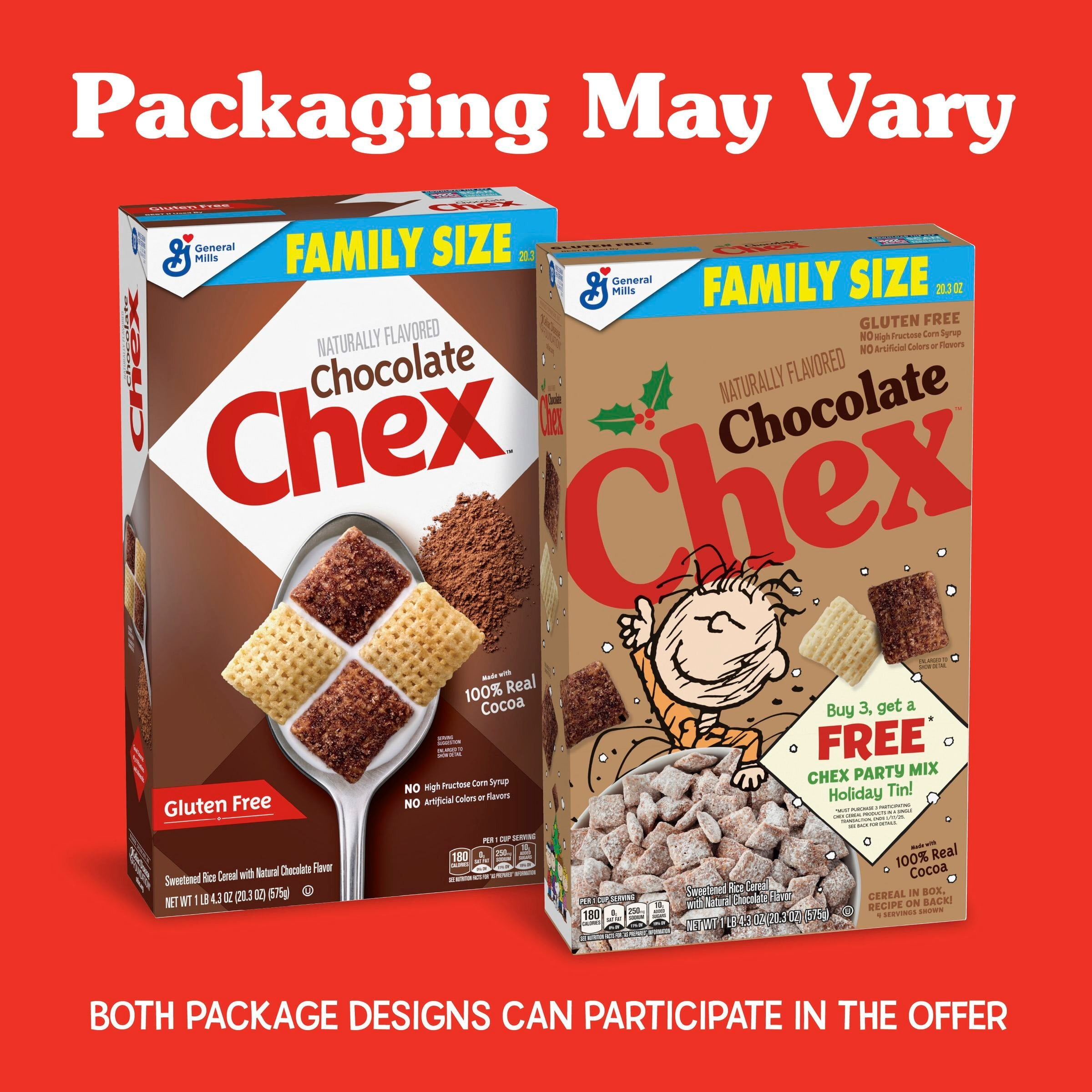 Chocolate Chex Gluten Free Cereal, Homemade Chex Mix Ingredient, Family Size, 20.3 oz (Pack 6)