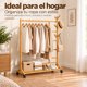 thumbnail image 2 of Perchero de Bambú Multifuncional con 2 Cajones y Estantes Laterales, Rack para Ropa Zapatos y Bolsas, para Dormitorio Entrada y Sala, Natural, 150 x 99 x 28 cm, 2 of 7