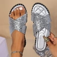 thumbnail image 5 of CQONEPT Slide Sandals for Women Dressy Slippers for Summer Flat Comfortable Fashion Trendy Slip-On Flats Beach Cute Ladies Slides Casual Dress Women's Sandals 2025 Size 6.5 Silver, 5 of 8