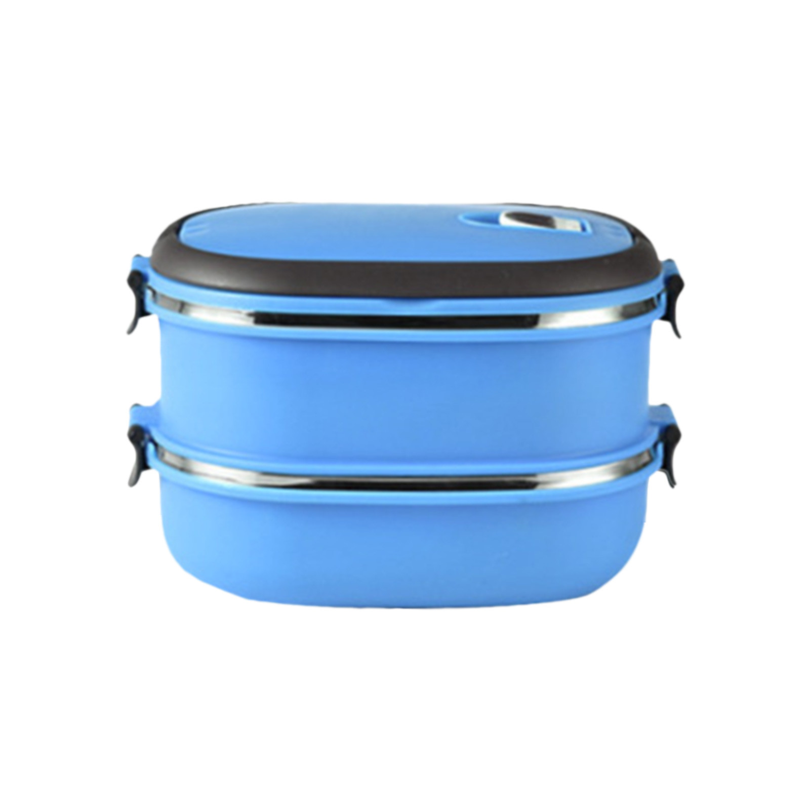 Zzbeans Insulated Lunch Box, Rectangular Microwaveable Food Container, Leakproof Student Lunch Box with Removable Partition for Office Portable Meal Storage, Light Blue