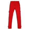 thumbnail image 2 of Zusmen Mens Fleece Cargo Sweatpants Multi-pocket Loose Casual M-5XL Tall And Big Size(Red XXL), 2 of 5