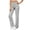 Gray 03, variant on Black White Striped Pants for Women, Fold Over Elastic Waist Long Trousers, Straight Leg Casual Stretch with No Pockets