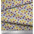 thumbnail image 2 of Soimoi Blue Cotton Jersey Fabric Daisies Watercolor Fabric Prints By Yard 64 Inch Wide, 2 of 3