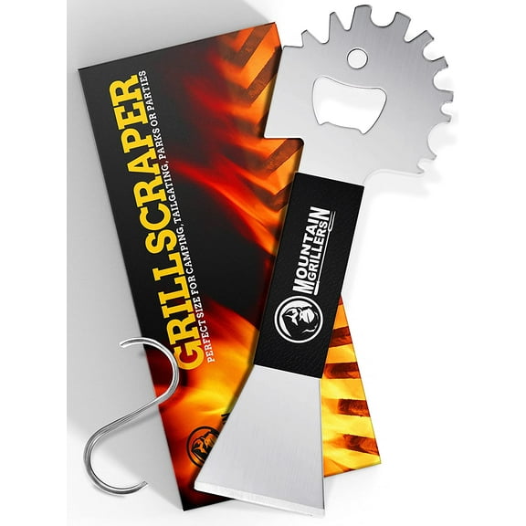 MOUNTAIN GRILLERS BBQ Grill Grate Scraper Compact Non Slip Stainless Steel