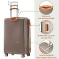 thumbnail image 4 of Mitinya 20" 3-Piece Hardside Spinner Carry On Lightweight Luggage Set, Brown, 4 of 6
