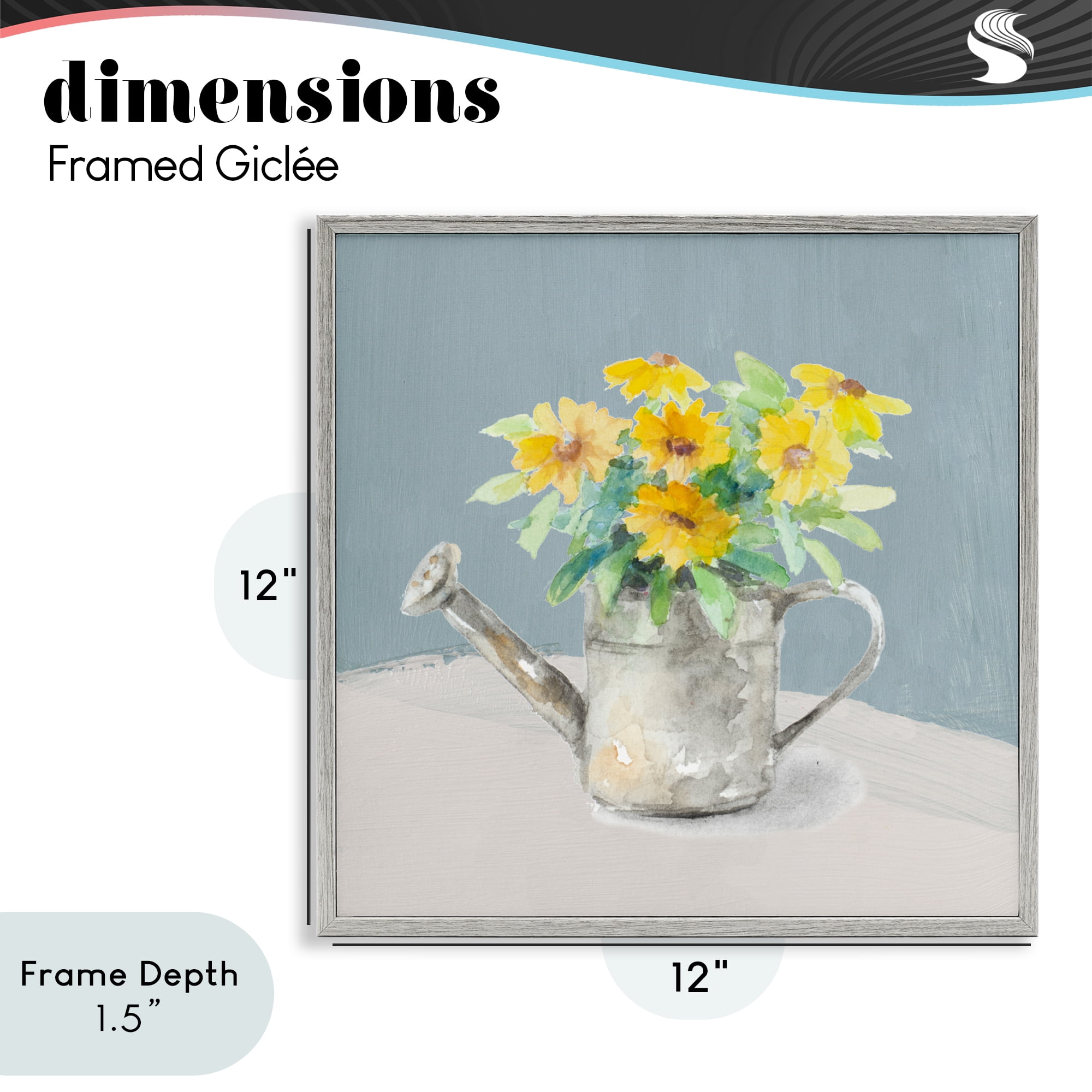 Stupell Industries Daisies in Watering Can Gray Framed Giclee Art, design by Lanie Loreth