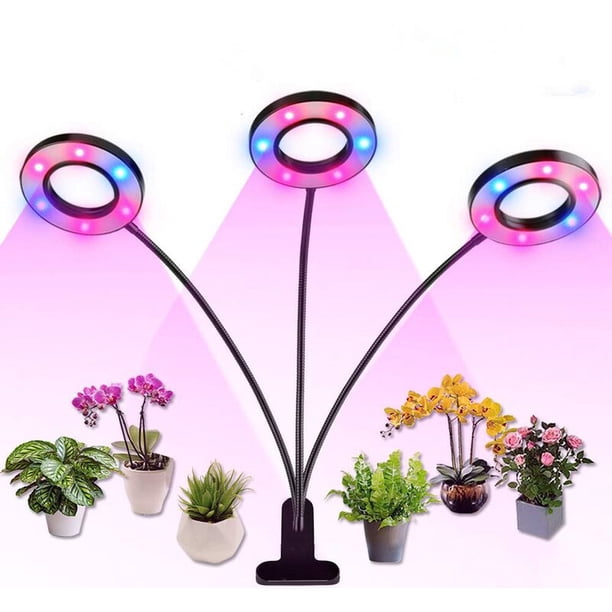 Lámpara De Crecimiento Para Plantas Con 2 Cabezales LED - Espectro Completo 380-800nm, Temporizador 3/9/12h, 10 Niveles De Brillo