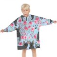 thumbnail image 3 of French Bulldog and Flower Blanket Hoodies for Kids 6-13YR Oversize Wearable Blanket Hoodies for Boys Girls Teens, 3 of 7