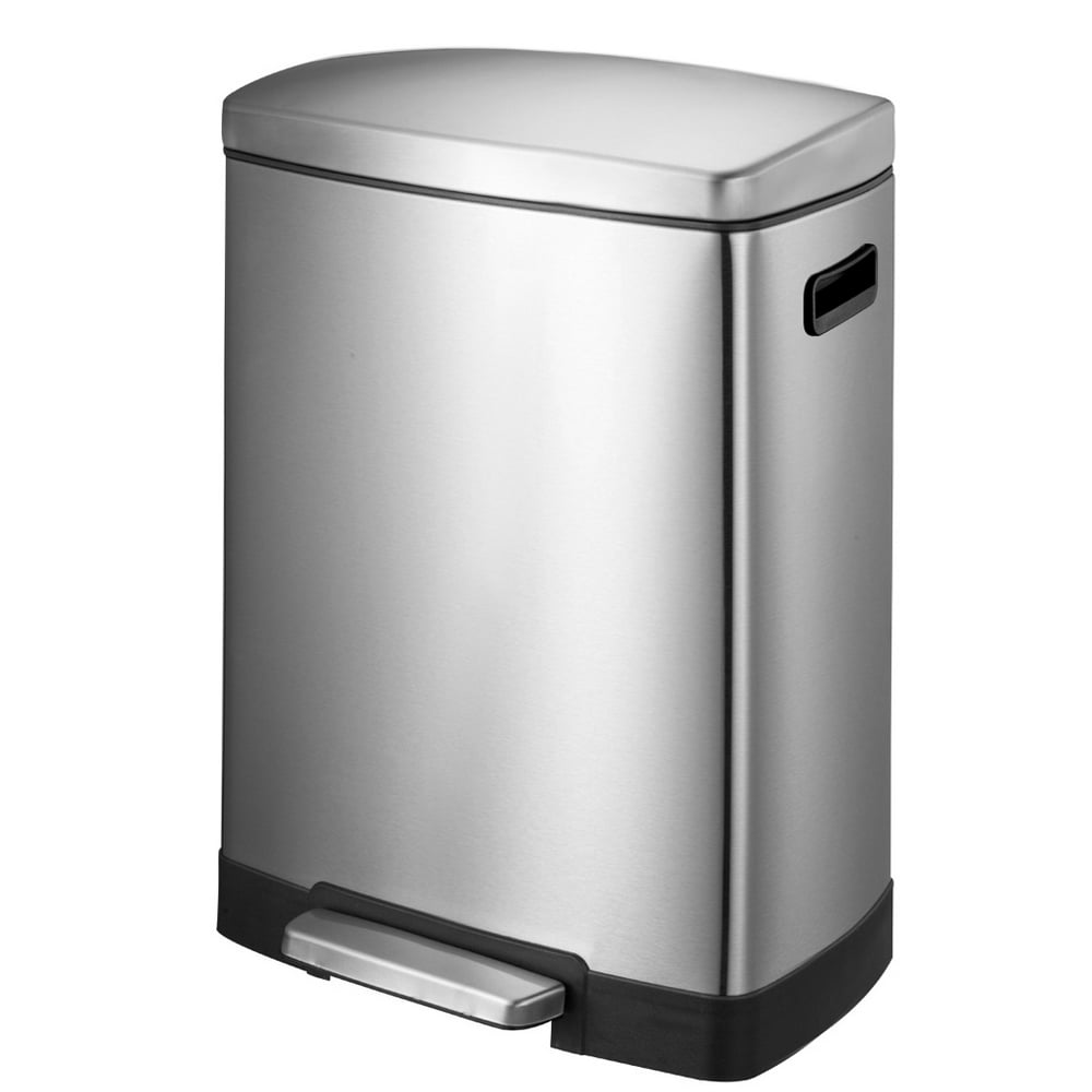 JoyWare 50 Liter/ 13.2 Gallon Rectangular Shaped Stainless Steel Step Rectangle Stainless Steel Garbage Can