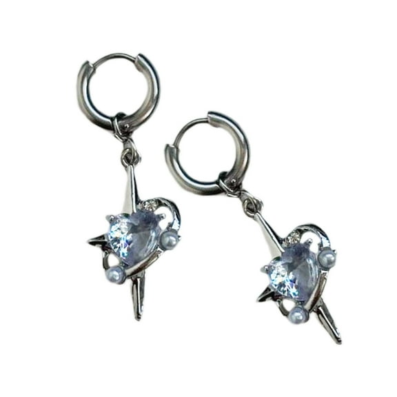 YIEMEEN Rhinestone Heart Star Drop Earrings Jewelry Fashion Y2K Small Hoop Earrings