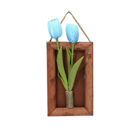 

Mduoduo Artificial Flowers Fake Tulip 3D Wooden Photo Frames Wall Hanging or Desktop Art Frame for Front Door Wall Decor