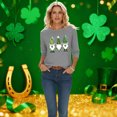thumbnail image 6 of St. Patrick's Day Festive T-Shirt for Women Gnomes Shamrock Graphic Crewneck Long Sleeve Relaxed Fit Soft Breathable Holiday Tee Top, 6 of 7
