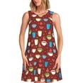 thumbnail image 1 of Easygdp Coffee Cups para Vestido Transpirable de Mujer, Vestido Suelto de Manga Corta con Pliegues y Bolsillos para el Verano, 1 of 7