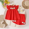thumbnail image 2 of TOWED22 Kids Toddler Summer Clothes 2pcs Cute Tank Shirts Sleeveless Shorts Sets Sweet with Pockets(Watermelon Red,3-4 Y), 2 of 5