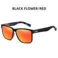 thumbnail image 1 of Gafas de sol Mercury para hombre con marco exterior negro y flores interiores rojas, 1 of 2