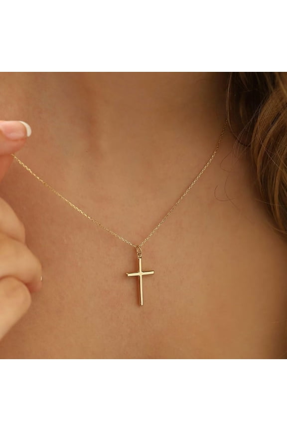 14K Gold Plated Dainty Tiny Cross Pendant Necklace for Women Faith Jewelry Trendy Personalized Teacher Appreciation Mothers Day Graduation Gifts for Her Mom Kids Teen Girls Wife Ideas